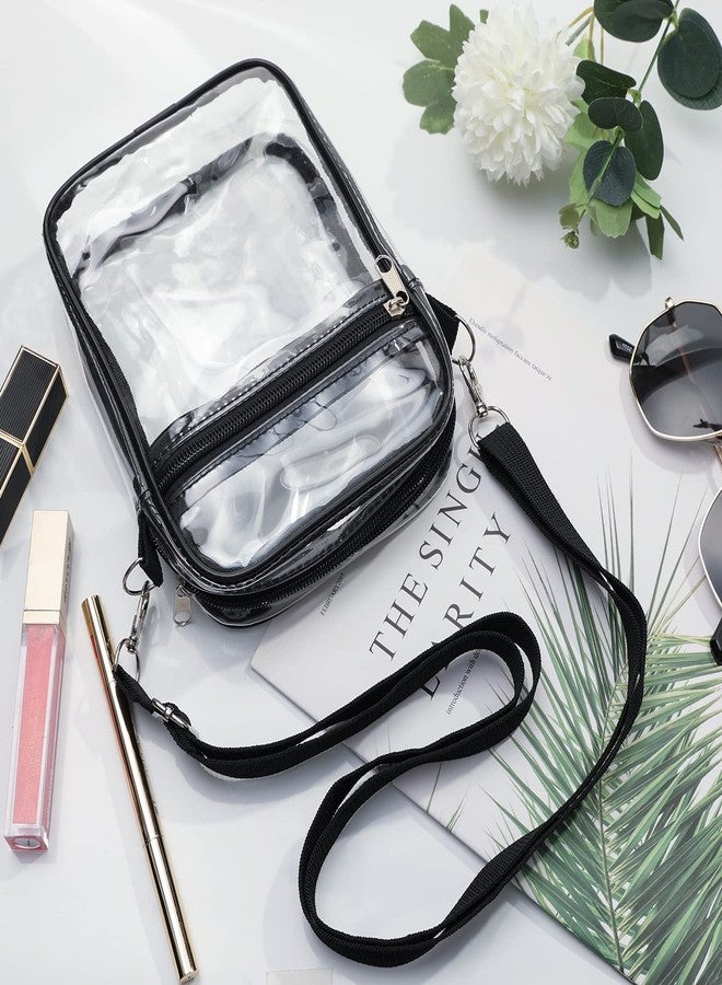 WJCD Clear Bag For Stadium Events PVC Concert Clear Tote Bag Stadium Approved For Women Clear Stadium Bag,with Front Pocket (black-s) - Image 5